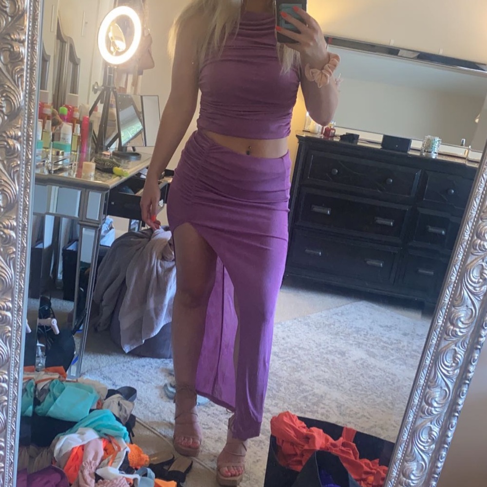 Purple 2 piece skirt set
